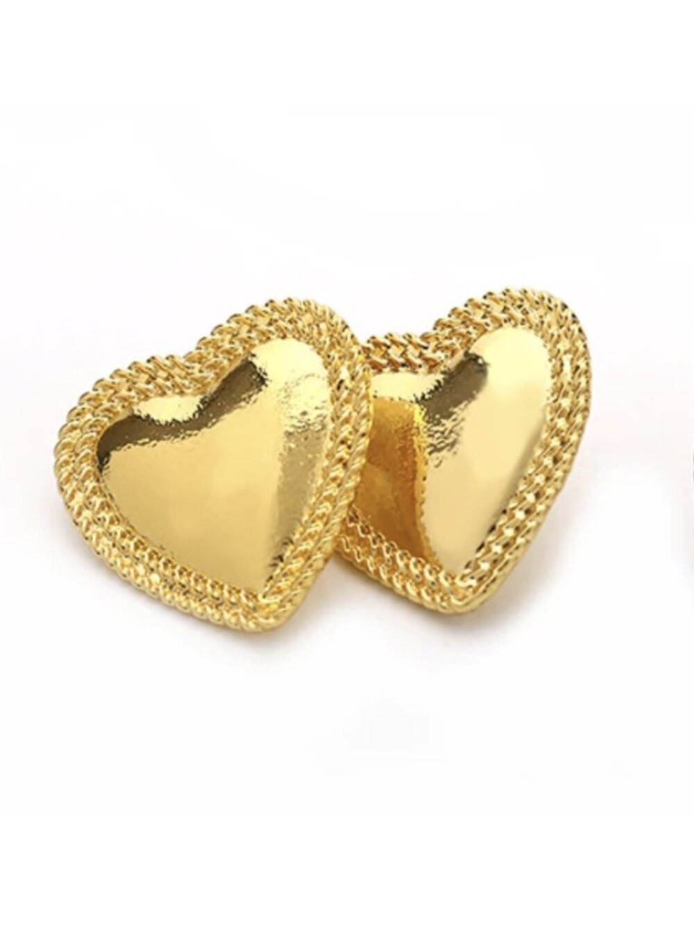 Oversized Gold Plated Large Heart Shaped Stud Earrings